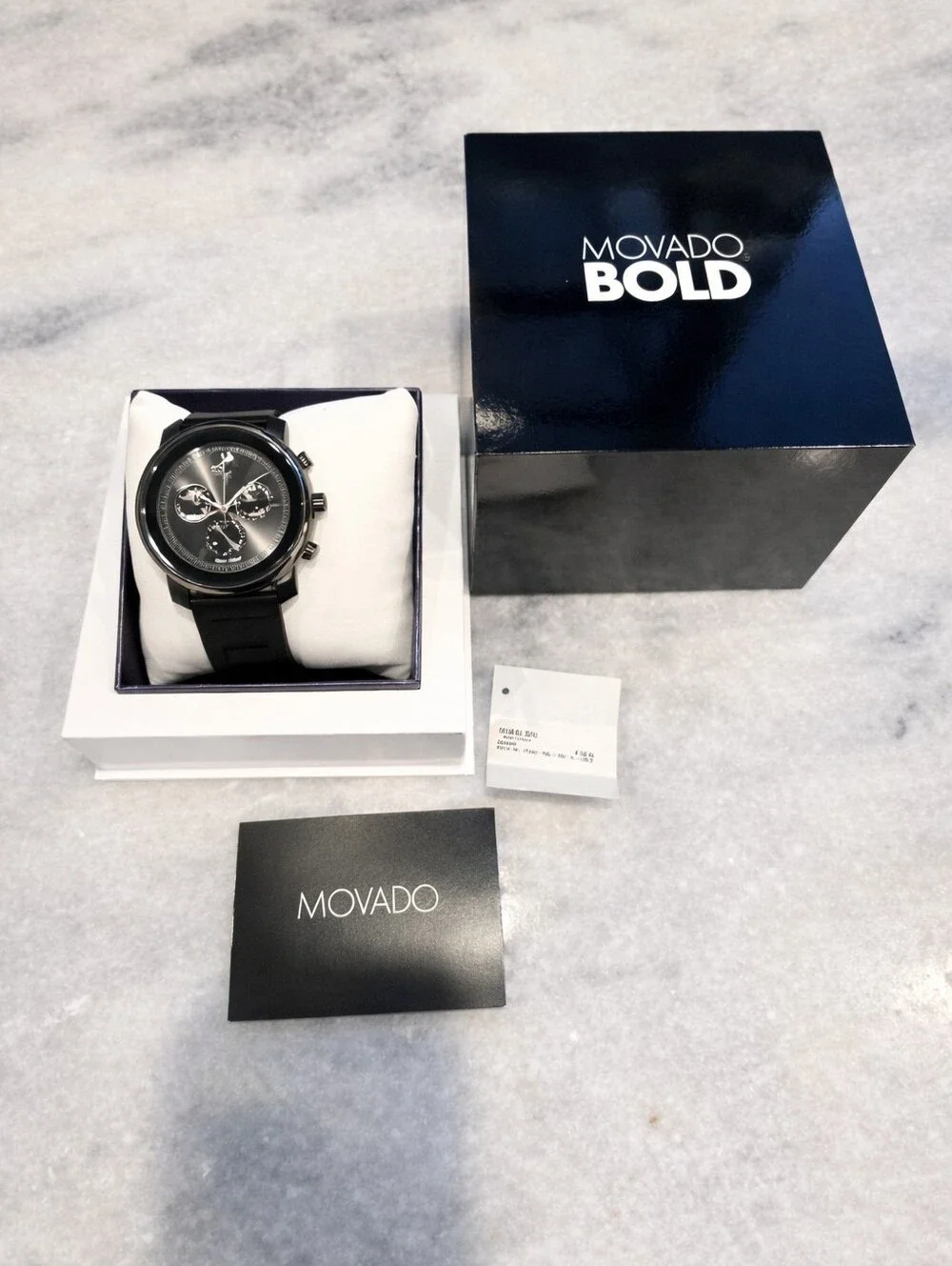Movado Bold Chronograph Black Leather Men’s Watch $800